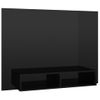 Mueble Tv De Pared Contrachapado Negro Brillante 120x23,5x90 Cm