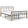 Estructura De Cama Metal Y Madera Maciza De Roble 140x200 Cm Negro