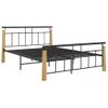 Estructura De Cama Metal Y Madera Maciza De Roble 140x200 Cm Negro