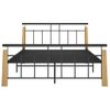 Estructura De Cama Metal Y Madera Maciza De Roble 140x200 Cm Negro