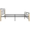 Estructura De Cama Metal Y Madera Maciza De Roble 140x200 Cm Negro