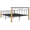 Estructura De Cama Metal Y Madera Maciza De Roble 140x200 Cm Negro