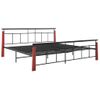 Estructura De Cama Metal Y Madera Maciza De Roble 200x200 Cm Negro