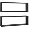 Estantes Cubo De Pared 2 Uds Contrachapado Negro 80x15x26,5 Cm