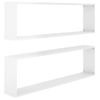 Estante Cubo Pared 2uds Contrachapado Blanco Brillo 100x15x30cm