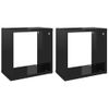 Estantes Cubos Pared 2 Uds Negro Brillante 26x15x26 Cm