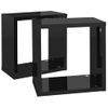 Estantes Cubos Pared 2 Uds Negro Brillante 26x15x26 Cm