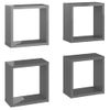 Estantes Cubos Pared 4 Uds Aglomerado Gris Brillante 30x15x30cm