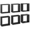 Estantes Cubos Pared 6 Uds Aglomerado Negro Brillante 30x15x30cm