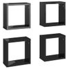 Estantes Cubos Pared 4 Uds Aglomerado Negro Brillante 30x15x30cm