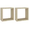 Estantes De Cubo De Pared 2 Uds Roble 30x15x30 Cm