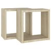 Estantes De Cubo De Pared 2 Uds Roble 30x15x30 Cm