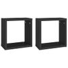 Estante Cubo Pared 2 Uds Negro 30x15x30 Cm