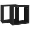 Estante Cubo Pared 2 Uds Negro 30x15x30 Cm