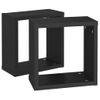 Estante Cubo Pared 2 Uds Negro 30x15x30 Cm