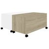 Mesa De Centro Madera Contrachapada Blanco Y Roble 75x75x38 Cm