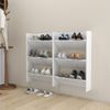 Zapatero De Pared 2 Uds Blanco Brillo Contrachapada 60x18x90 Cm