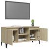 Mueble De Tv Con Patas Metal Color Roble Sonoma 103,5x35x50 Cm Marrón
