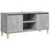 Mueble De Tv Patas Madera Maciza Gris Hormigón 103,5x35x50 Cm