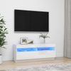 Mueble De Tv Con Luces Led Blanco Brillante 100x35x40 Cm