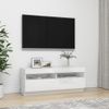 Mueble De Tv Con Luces Led Blanco Brillante 100x35x40 Cm