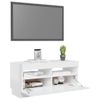 Mueble De Tv Con Luces Led Blanco Brillante 80x35x40 Cm