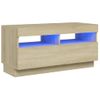 Mueble De Tv Con Luces Led Roble Sonoma 80x35x40 Cm Marrón