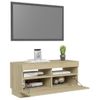 Mueble De Tv Con Luces Led Roble Sonoma 80x35x40 Cm Marrón