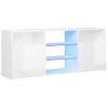 Mueble De Tv Con Luces Led Blanco Brillante 120x30x50 Cm