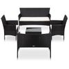 Set Muebles De Jardín Y Cojines 5 Piezas Ratán Sintético Negro