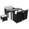 Set Comedor De Jardín 6 Piezas Y Cojines Ratán Sintético Negro