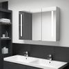 Armario De Baño Con Espejo Led Gris Hormigón 89x14x62 Cm