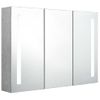 Armario De Baño Con Espejo Led Gris Hormigón 89x14x62 Cm