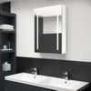 Armario De Baño Con Espejo Led Blanco Brillante 50x13x70 Cm