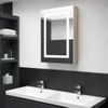 Armario De Baño Con Espejo Y Led Blanco Y Roble 50x13x70 Cm