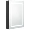 Armario De Baño Con Espejo Led Negro Brillante 50x13x70 Cm