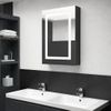 Armario De Baño Con Espejo Led Negro Brillante 50x13x70 Cm