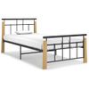 Estructura De Cama Metal Y Madera Maciza De Roble 90x200 Cm Negro