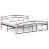 Estructura De Cama Metal Y Madera Maciza De Roble 200x200 Cm Negro