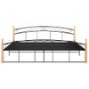 Estructura De Cama Metal Y Madera Maciza De Roble 200x200 Cm Negro