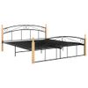 Estructura De Cama Metal Y Madera Maciza De Roble 160x200 Cm Negro