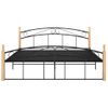 Estructura De Cama Metal Y Madera Maciza De Roble 160x200 Cm Negro