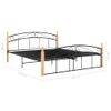 Estructura De Cama Metal Y Madera Maciza De Roble 160x200 Cm Negro