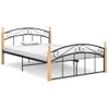 Estructura De Cama Metal Y Madera Maciza De Roble 140x200 Cm Negro