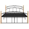 Estructura De Cama Metal Y Madera Maciza De Roble 140x200 Cm Negro