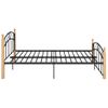 Estructura De Cama Metal Y Madera Maciza De Roble 140x200 Cm Negro