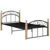 Estructura De Cama Metal Y Madera Maciza De Roble 100x200 Cm Negro