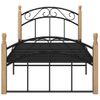 Estructura De Cama Metal Y Madera Maciza De Roble 100x200 Cm Negro