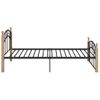 Estructura De Cama Metal Y Madera Maciza De Roble 100x200 Cm Negro