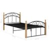 Estructura De Cama Metal Y Madera Maciza De Roble 100x200 Cm Negro